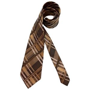 SOLD THE BIG KNOT XL Brown Tartan Silk DESIGNER Tie HANDMADE